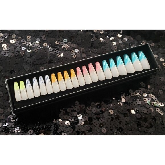 Rainbow Swirl Press On Nail Set - Picture 2 of 2